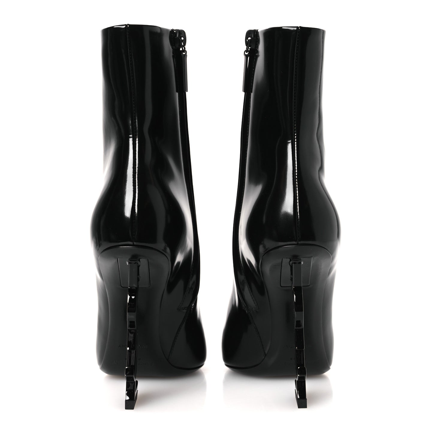 Glazed Calfskin Opyum Ankle Boots 37 Black
