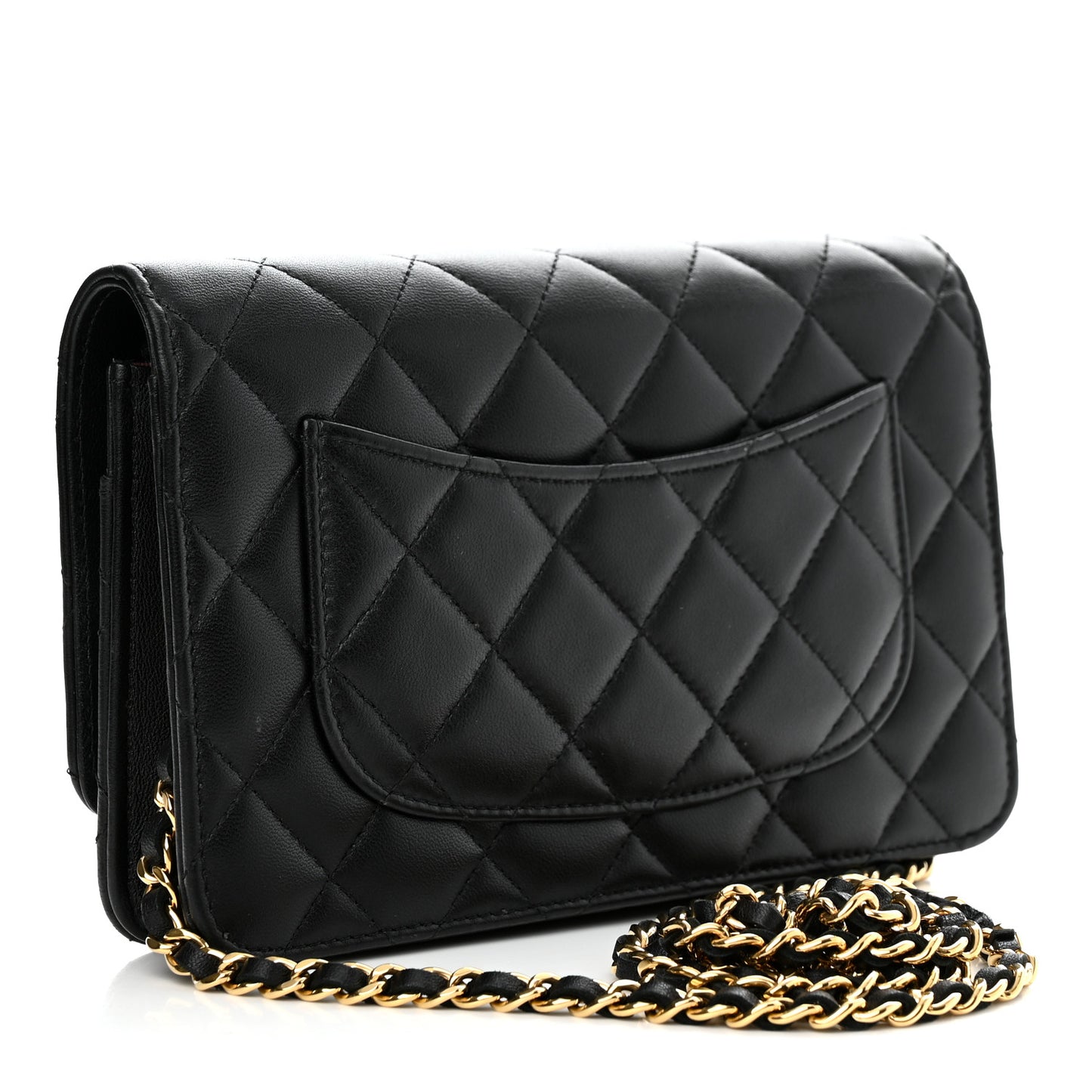 Lambskin Quilted Wallet On Chain WOC Black