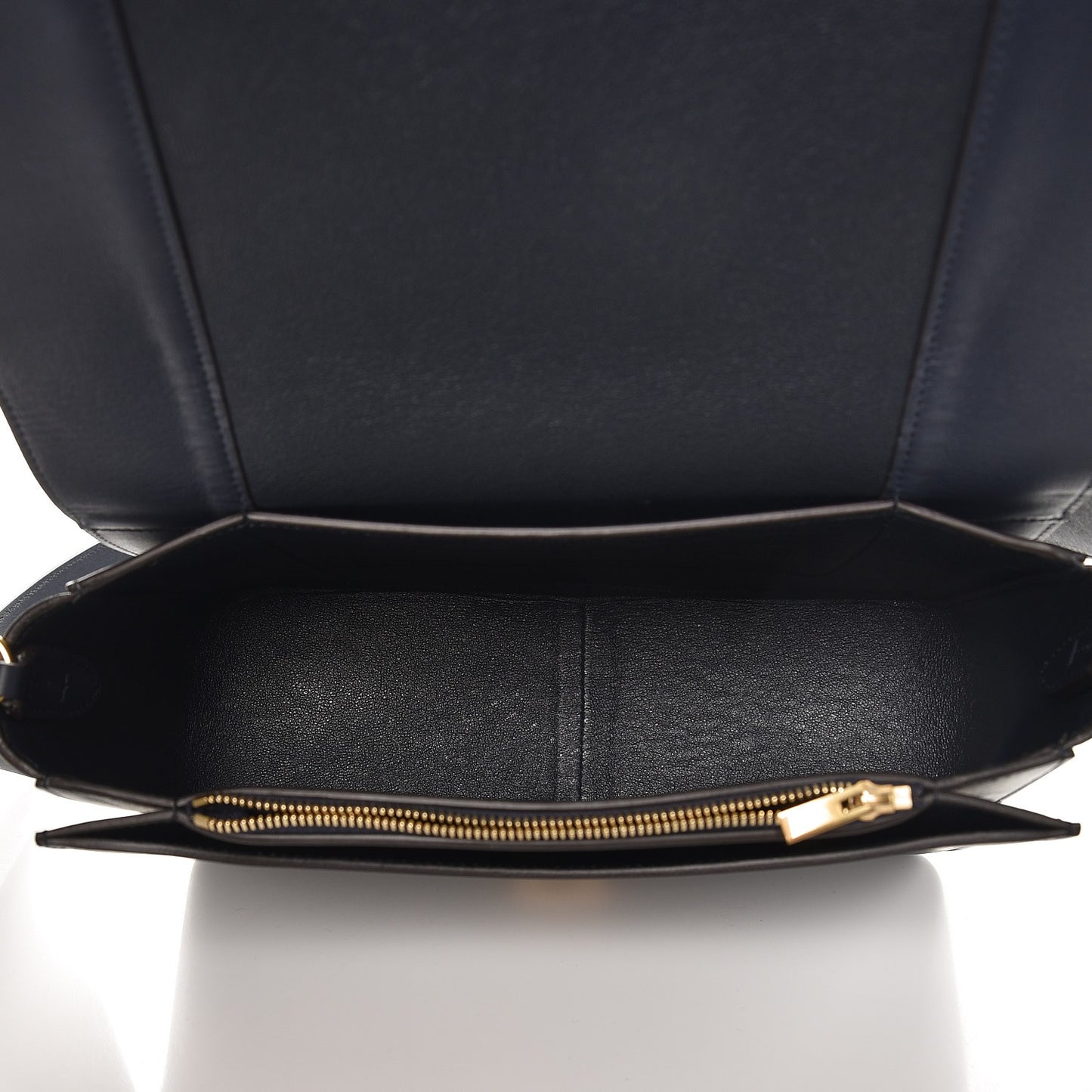 Shiny Smooth Calfskin Medium Frame Shoulder Bag Black Navy