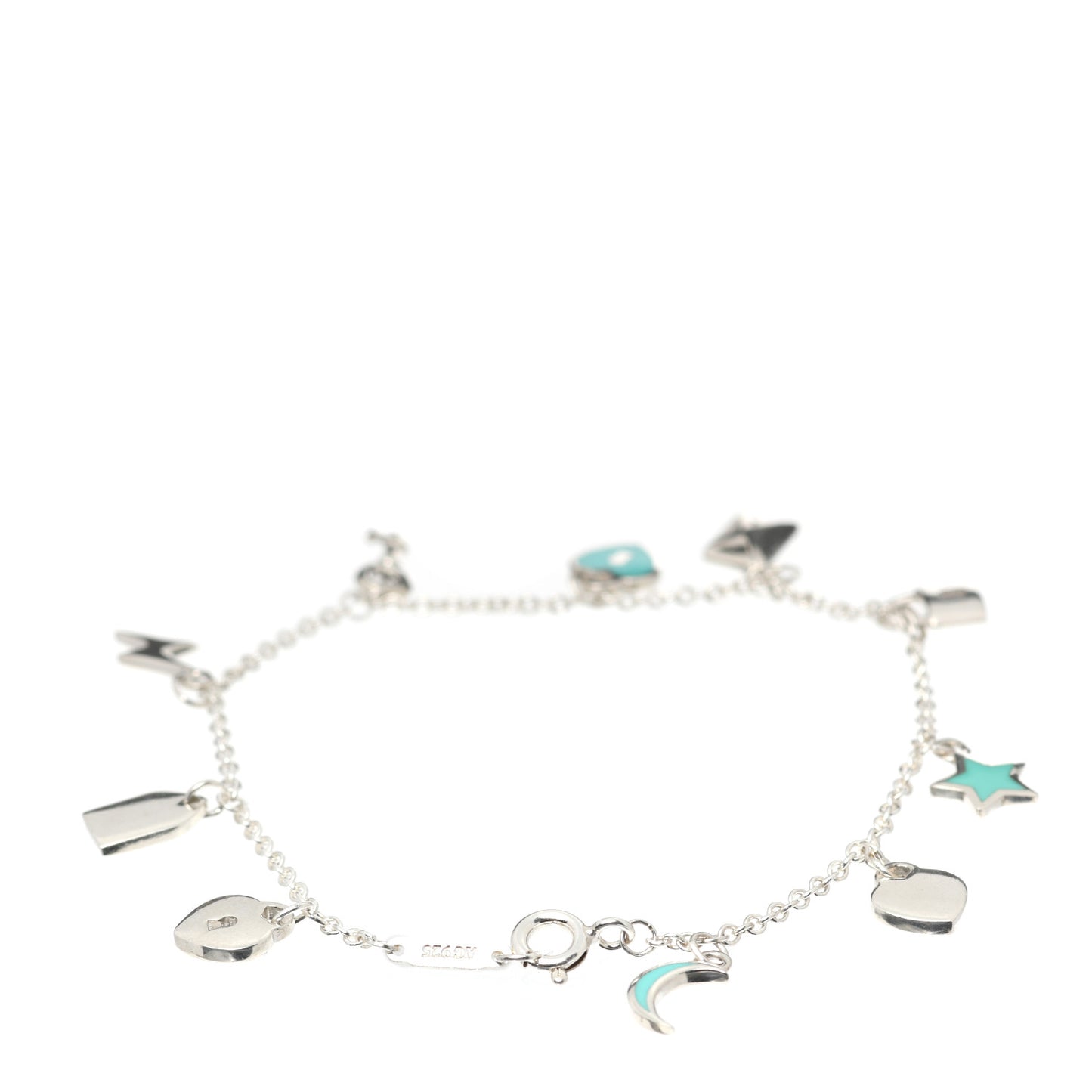 Sterling Silver Enamel Love Notes Charm Bracelet Blue