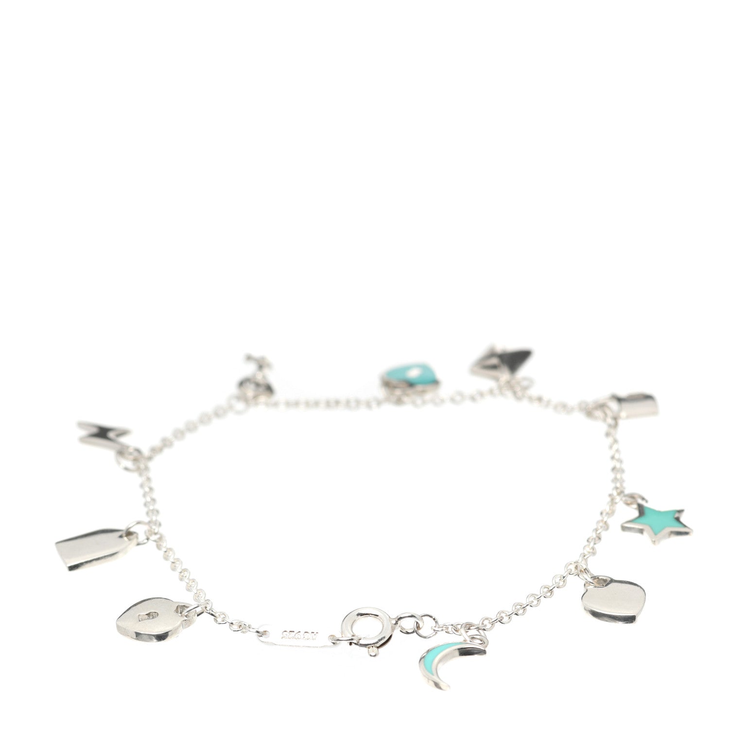 Tiffany Sterling Silver Enamel Love Notes Charm Bracelet Blue 3 of 5