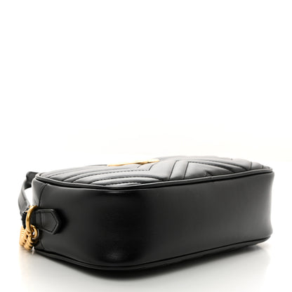 Gucci Calfskin Matelasse Small GG Marmont Chain Shoulder Bag Black 4 of 10