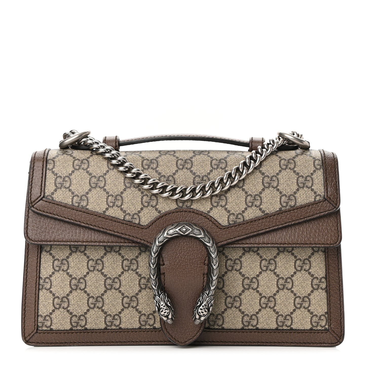 GG Supreme Monogram Textured Dollar Calfskin Top Handle Dionysus Shoulder Bag Beige Ebony New Acero