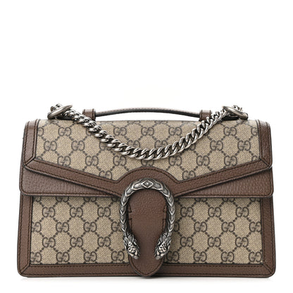 Gucci GG Supreme Monogram Textured Dollar Calfskin Top Handle Dionysus Shoulder Bag Beige Ebony New Acero 1 of 10
