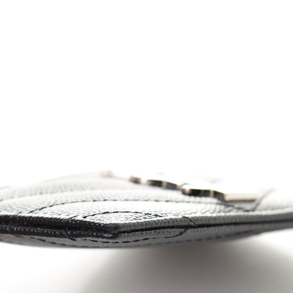 Saint Laurent Grain De Poudre Matelasse Chevron Monogram Credit Card Case Black 8 of 12