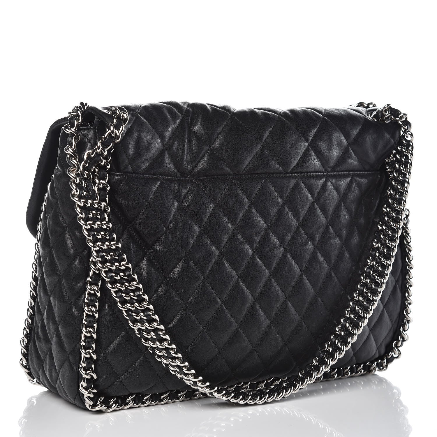Chanel Washed Lambskin Quilted Maxi Chain Around Flap Black 3 of 16