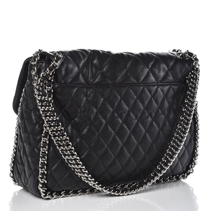 Chanel Washed Lambskin Quilted Maxi Chain Around Flap Black 3 of 16