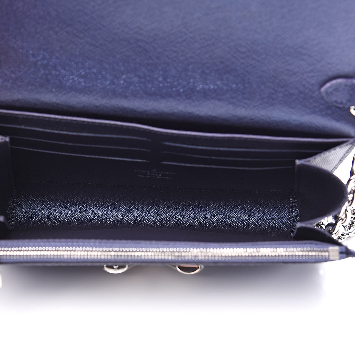 Epi Sequins Flame Twist Chain Wallet Blue Nuit