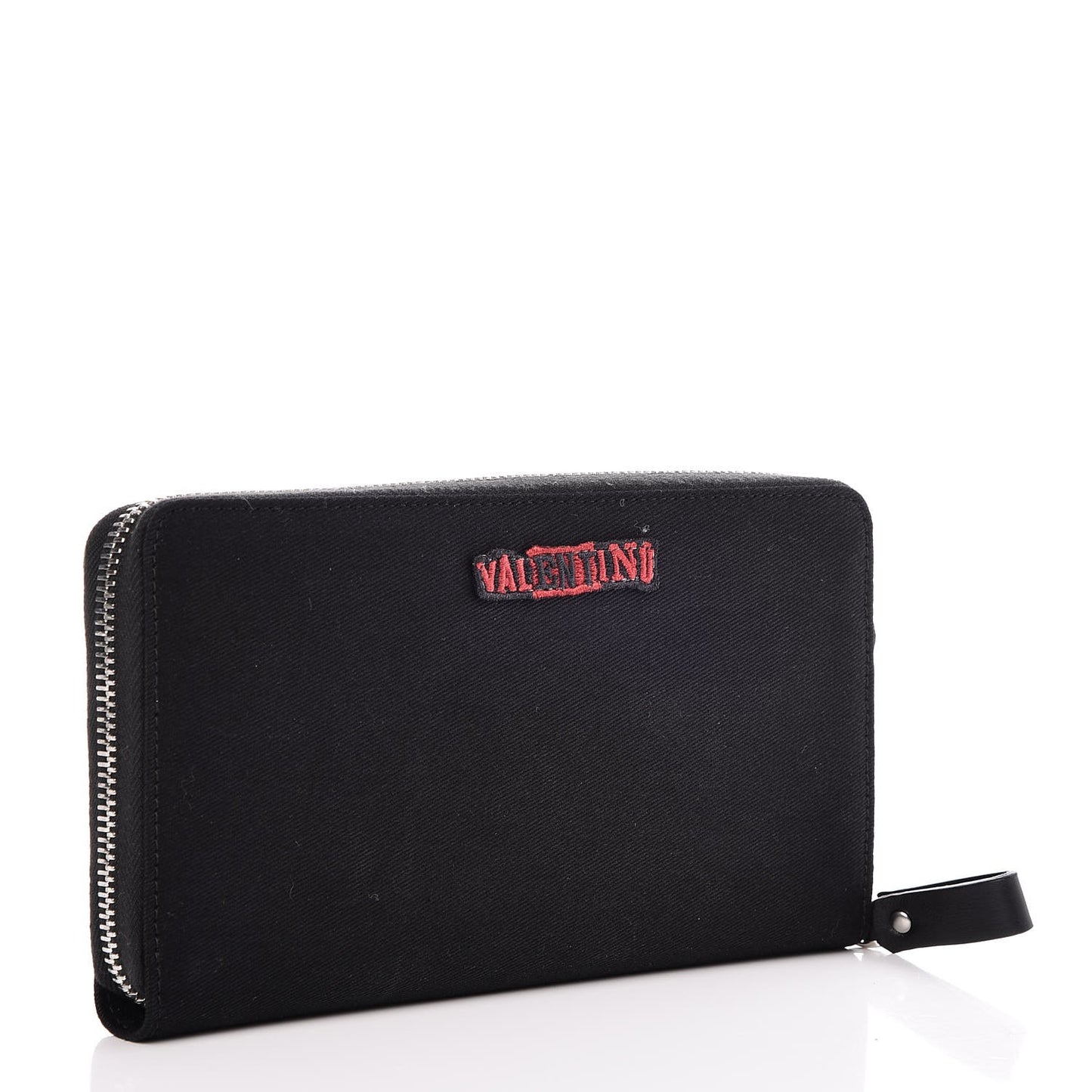 X JAMIE REID Cotton Canvas Zip Around Wallet Black