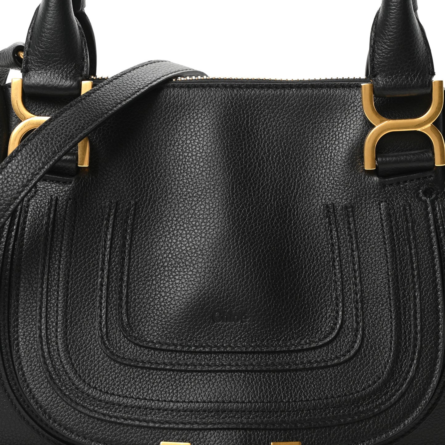 Calfskin Small Marcie Satchel Black