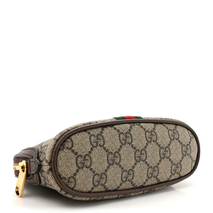 Gucci GG Supreme Monogram Textured Calfskin Web Medium Ophidia Cosmetic Case Beige Ebony New Acero 4 of 7