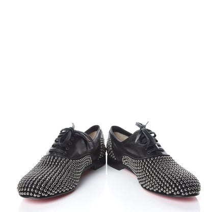 Christian Louboutin Calfskin Studded Womens Fred Clous Flats 40.5 Black Gun 5 of 14