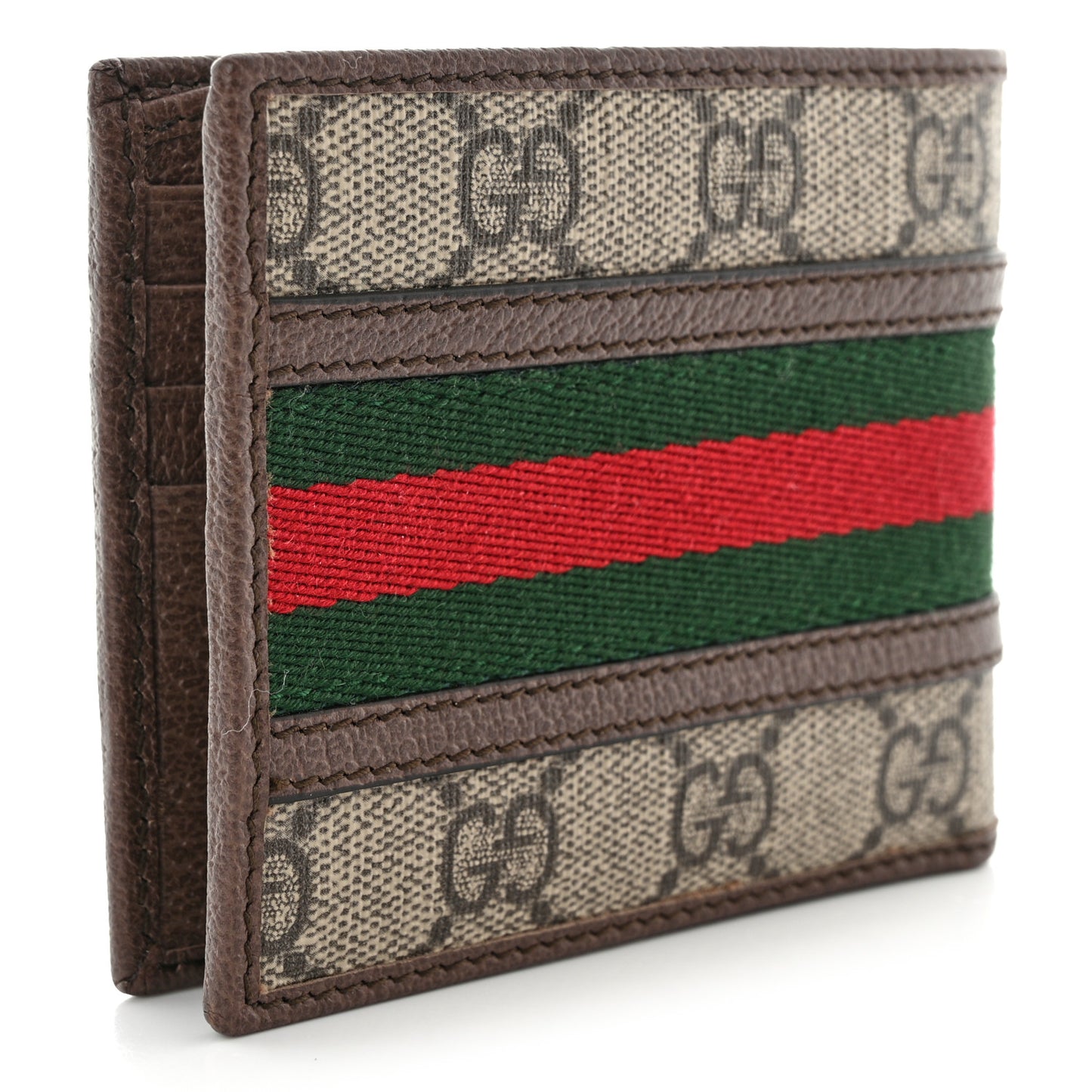 GG Supreme Monogram Web Mens Ophidia Bi-Fold Wallet Beige New Acero