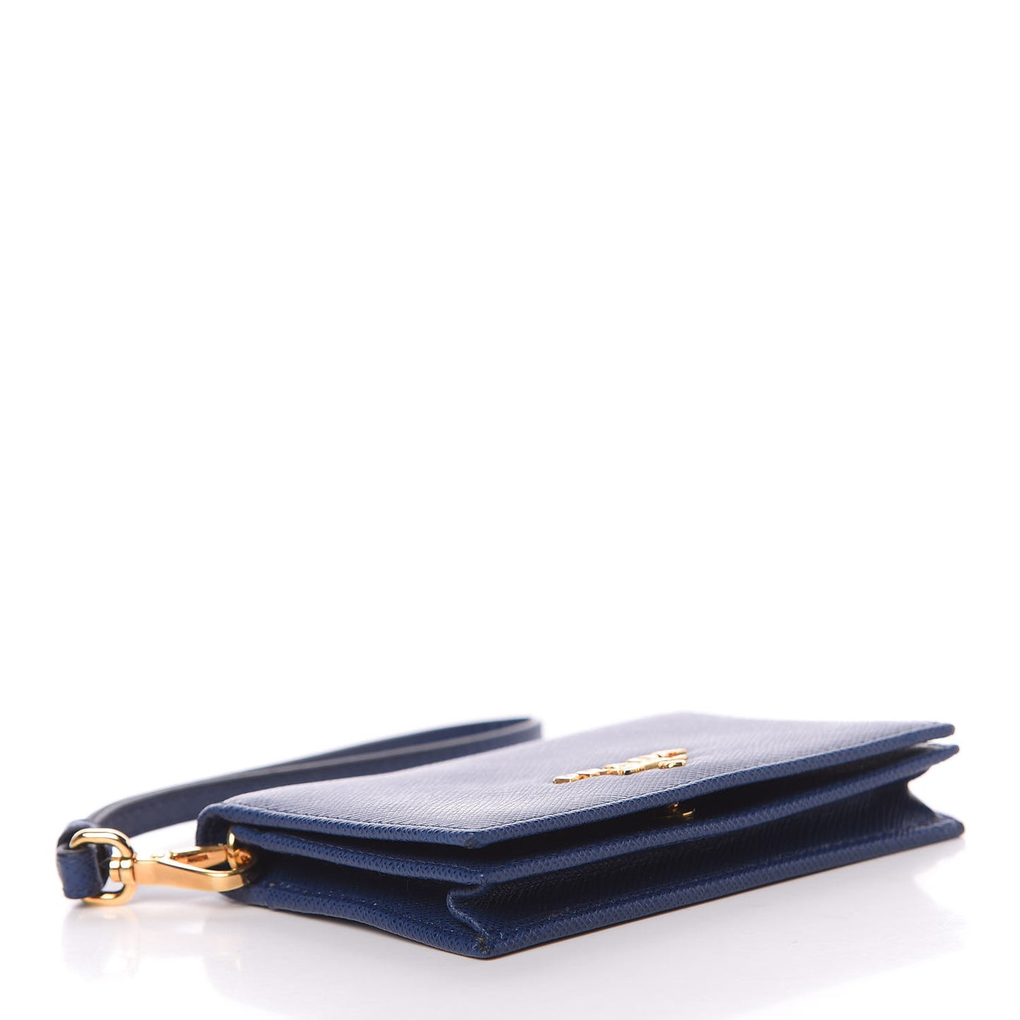 Saffiano Metal Wristlet Wallet Bluette