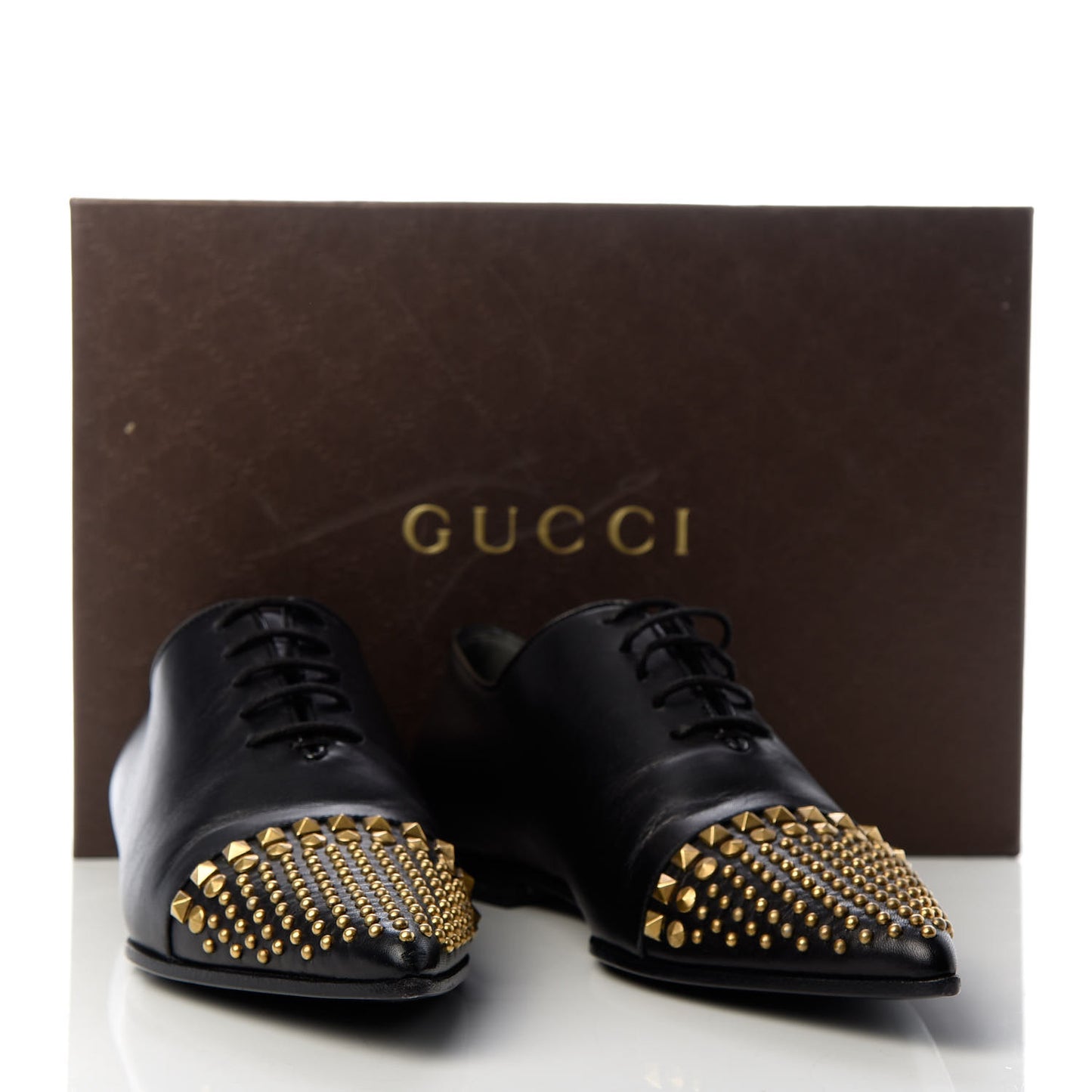 Calfskin Studded Lace Up Oxford 36.5 Black