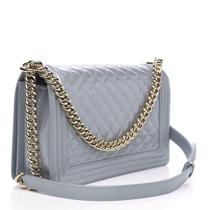Chanel Iridescent Glazed Calfskin Quilted New Medium Boy Flap Light Blue 3 of 12