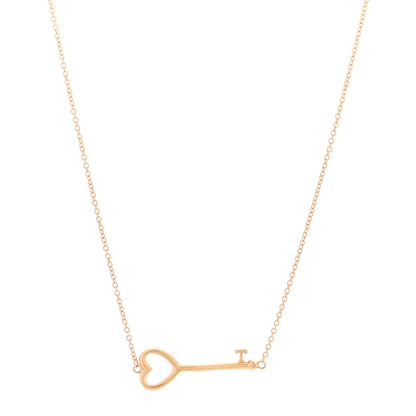 Tiffany 18K Yellow Gold Heart Key Pendant Necklace 1 of 4