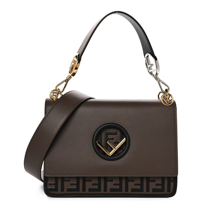 Fendi Vitello Century F is Fendi Bi-Color FF 1974 Embossed Kan I Shoulder Bag Maya Black 1 of 14