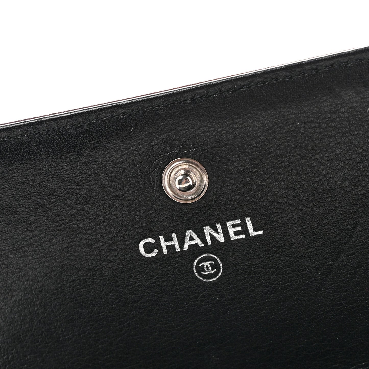 Calfskin Diamond Stitched Flap Wallet Black