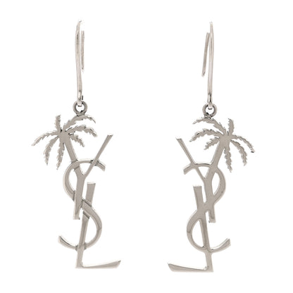 Saint Laurent Metal Monogram Palm Earrings Silver 1 of 4