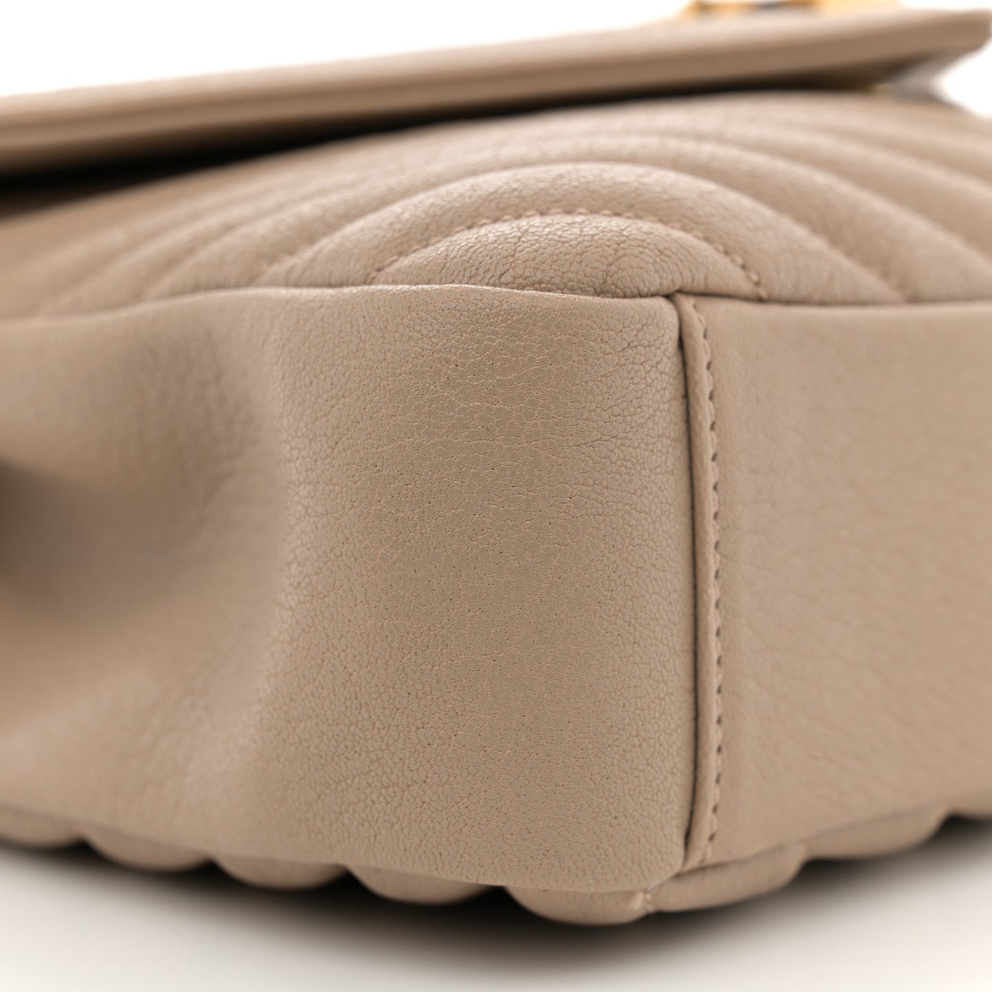 Sheepskin Matelasse Chevron Monogram Medium College Bag Dark Beige