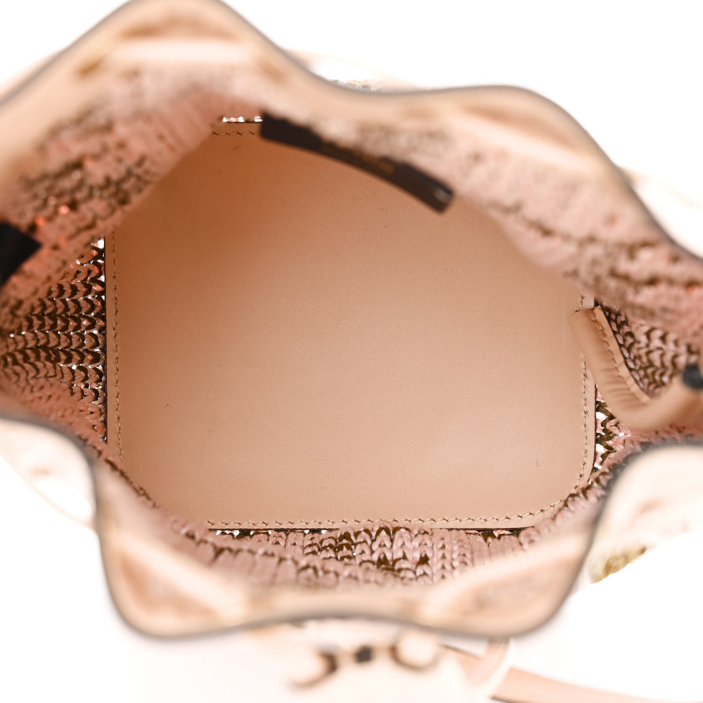 Raffia Vitello King F is Fendi FF Crochet Mini Mon Tresor Bucket Bag Natural Light Rose