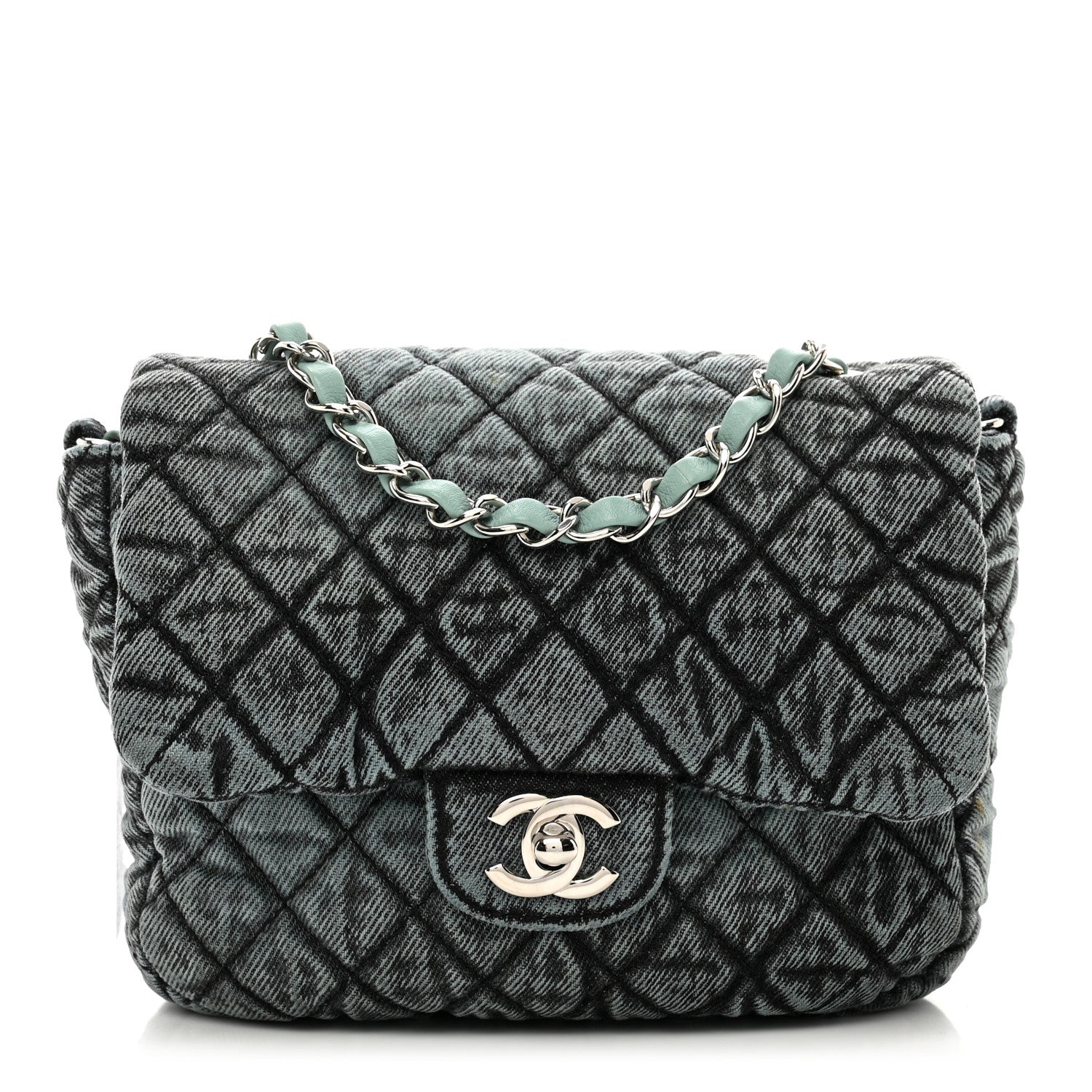 Chanel Washed Denim Quilted Small Denimpression Flap Blue Black Blue Black 1 of 11