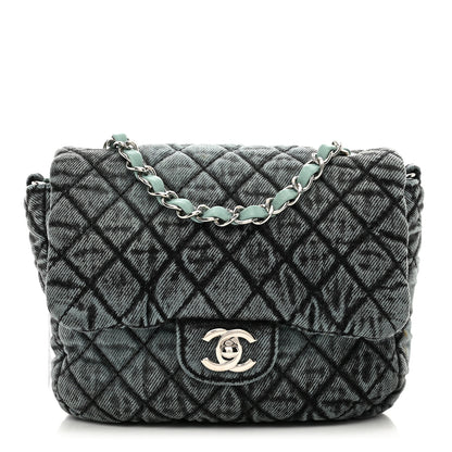 Chanel Washed Denim Quilted Small Denimpression Flap Blue Black Blue Black 1 of 11