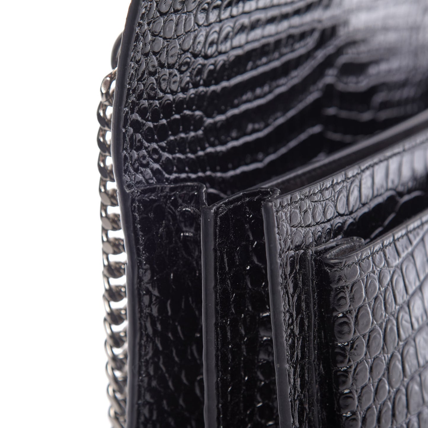 Calfskin Crocodile Embossed Medium Monogram Sunset Black