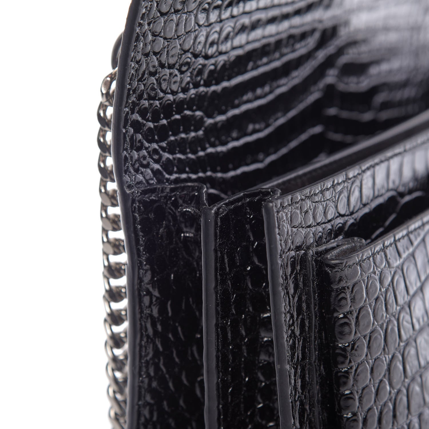 Saint Laurent Calfskin Crocodile Embossed Medium Monogram Sunset Black 10 of 10