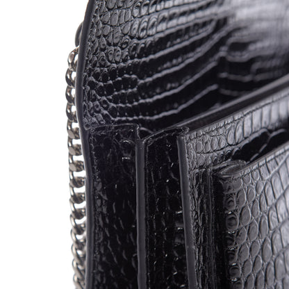 Saint Laurent Calfskin Crocodile Embossed Medium Monogram Sunset Black 10 of 10