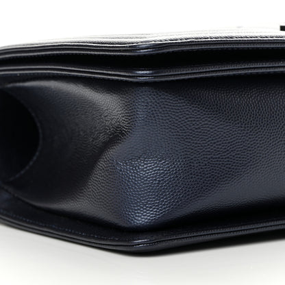 Chanel Metallic Caviar Quilted Medium Boy Flap Navy 9 of 12