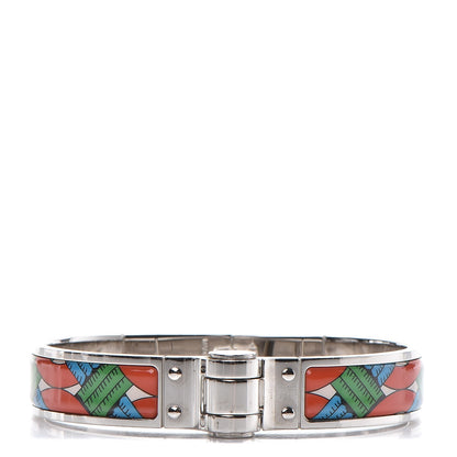 Hermes Enamel Printed Narrow Balades Equestres Folk Hinged Bracelet M 1 of 5