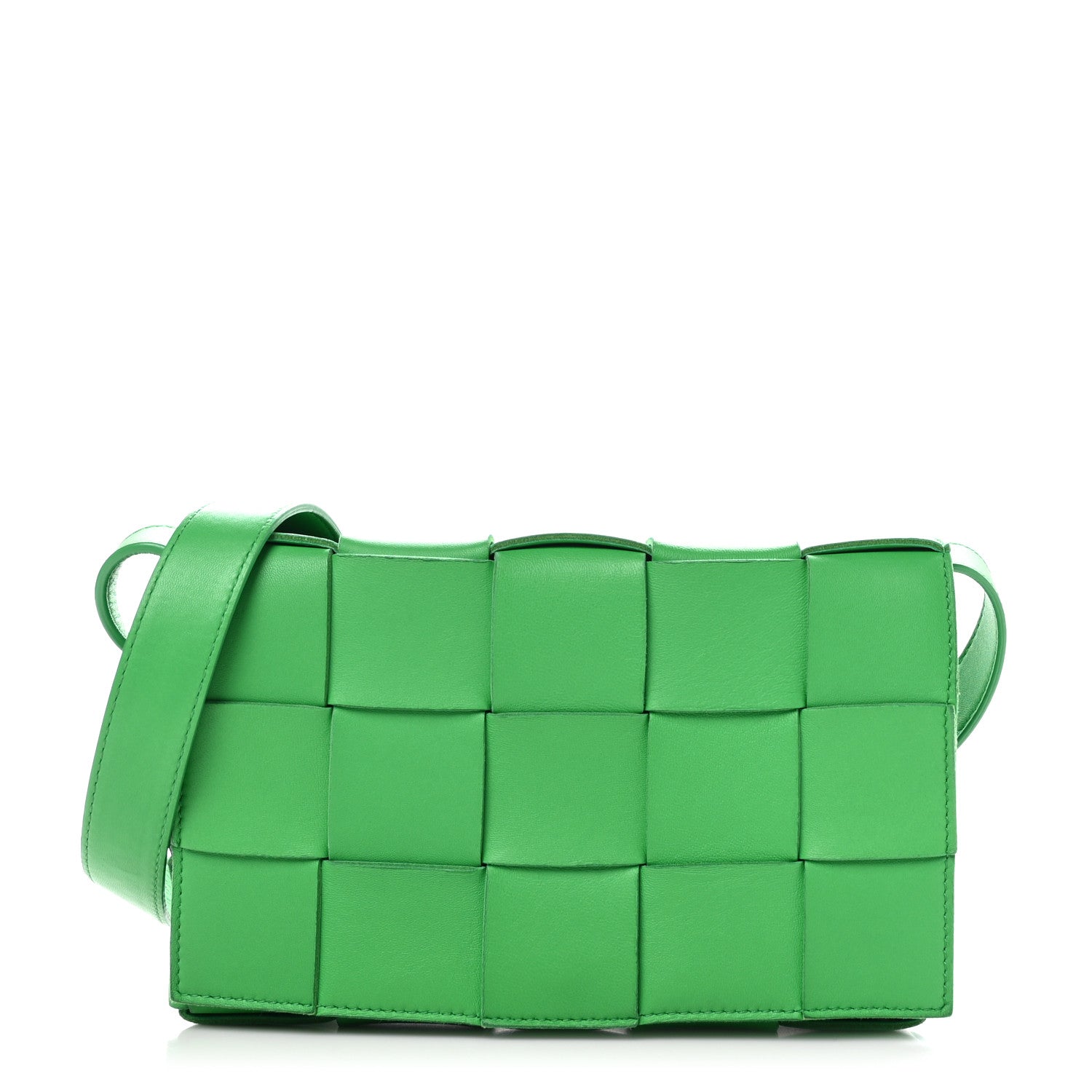 Bottega Veneta Lambskin Maxi Intrecciato Cassette Crossbody Bag Grass 1 of 9