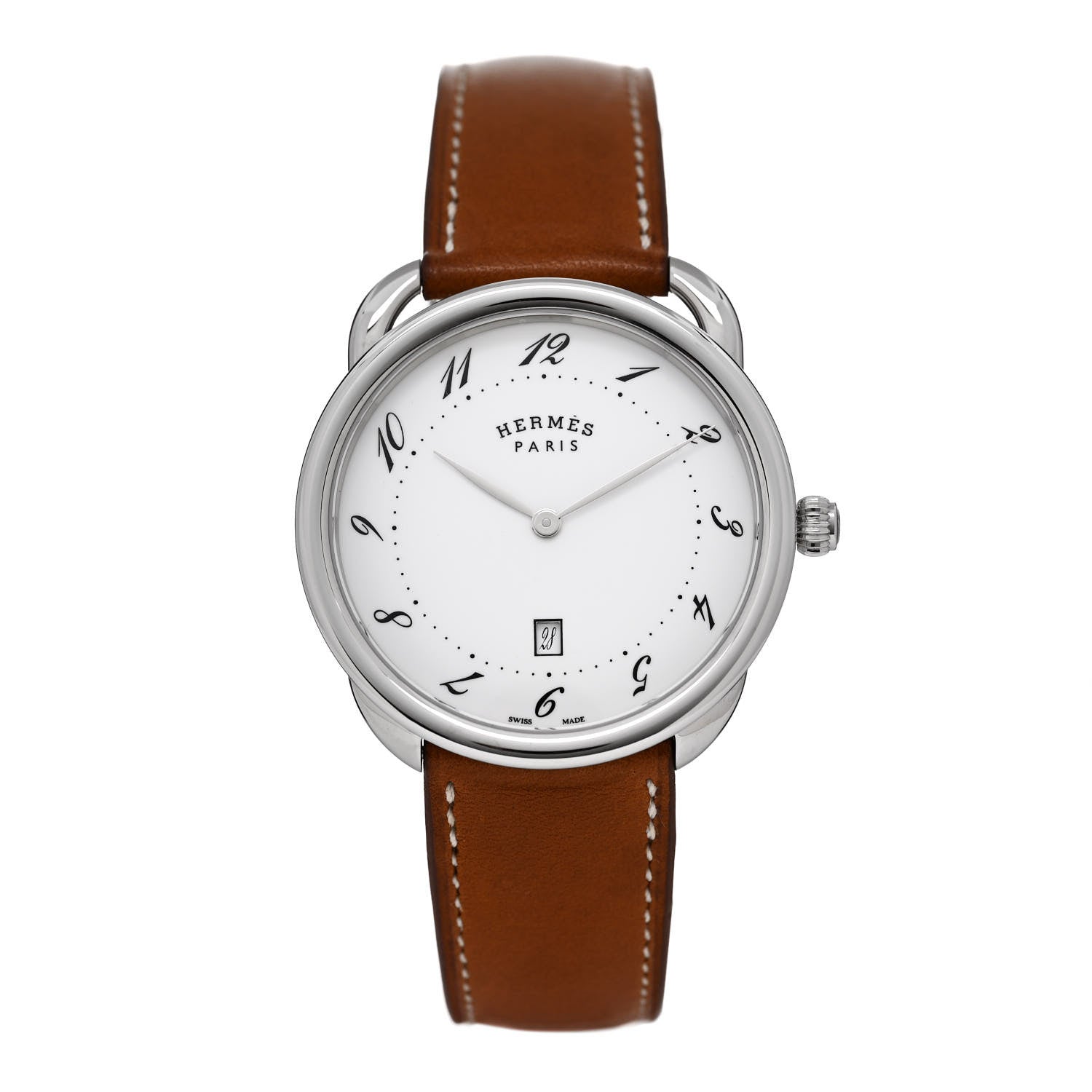 Hermes Stainless Steel Barenia 40mm Arceau Quartz Watch Fauve 1 of 5