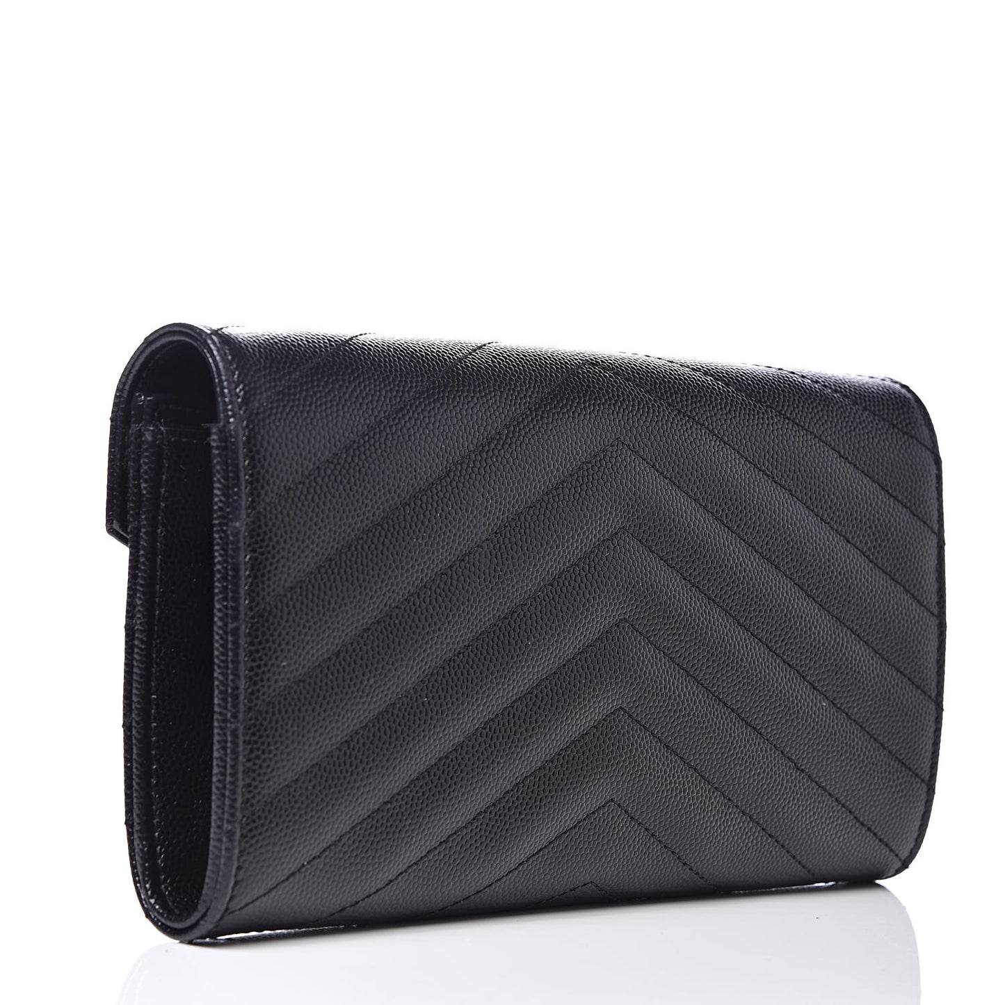 Grain De Poudre Matelasse Chevron Small Monogram Chain Wallet Black