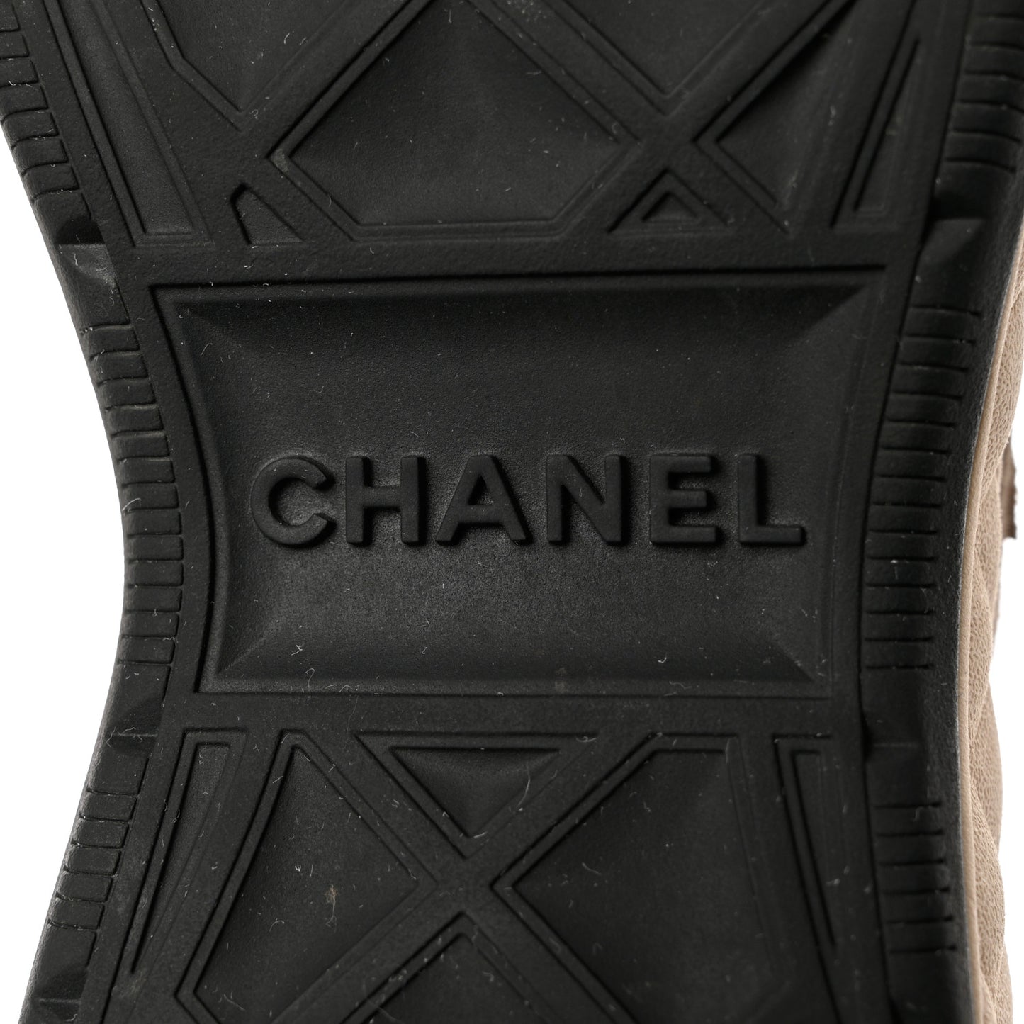 Suede Calfskin Embroidered CC Sneakers 36 Beige Black