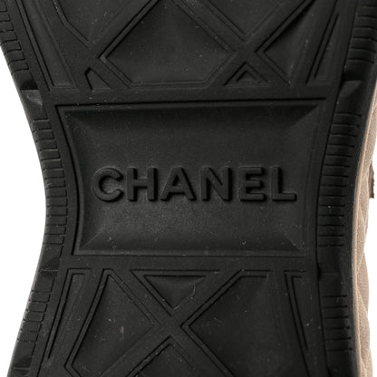 Chanel Suede Calfskin Embroidered CC Sneakers 36 Beige Black 8 of 12