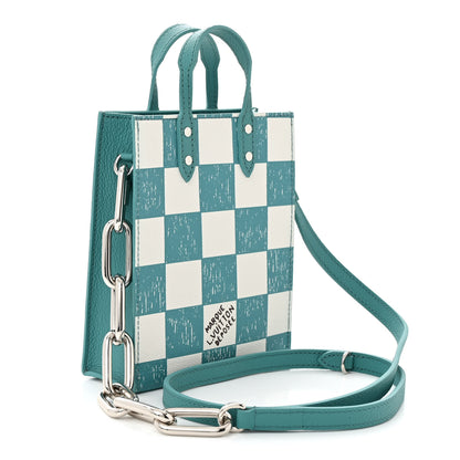 Louis Vuitton Calfskin Damier Sac Plat XS Blue Teal 3 of 9