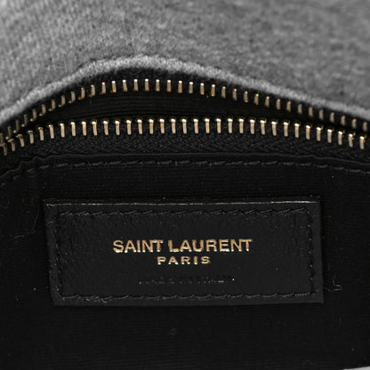 Saint Laurent Jersey Quilted Small Loulou Puffer Monogram Chain Satchel Grey Cloud 6 of 11