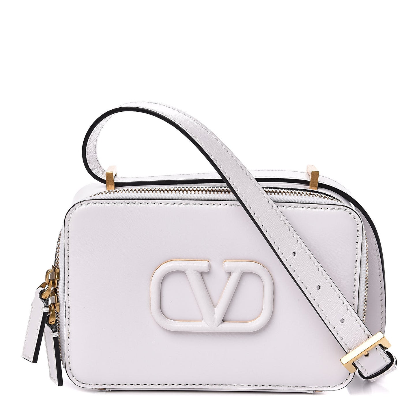 Smooth Calfskin VSling Crossbody Bag White