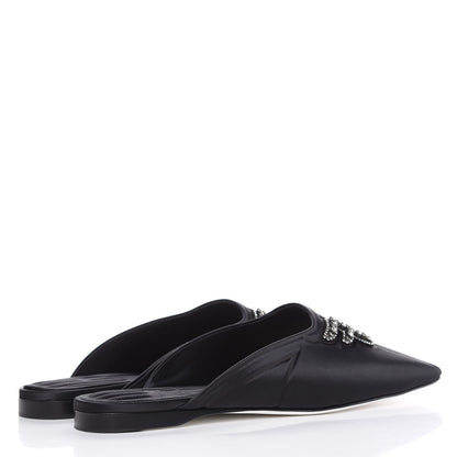 Fendi Satin Crystal FFreedom Flat Mules 37.5 Black 4 of 8
