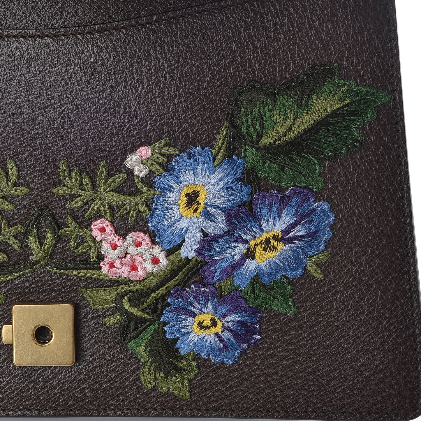 Calfskin Web Floral Embroidered Medium Dionysus Shoulder Bag New Acero