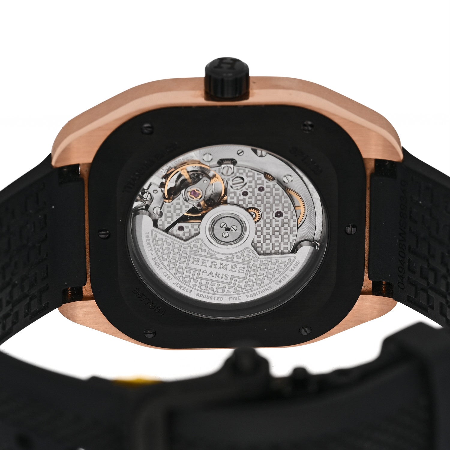 Hermes 18K Rose Gold 39mm H08 Automatic Watch Noir 4 of 5