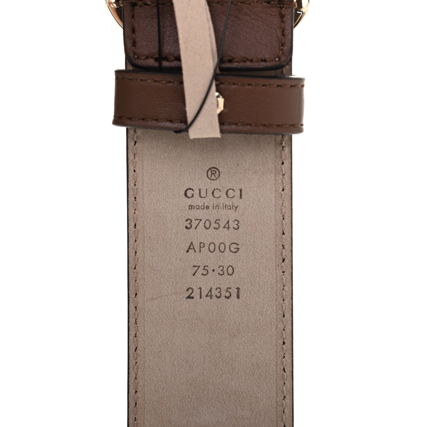 Gucci Calfskin Interlocking G 37mm Belt 75 30 Nut Brown 3 of 4