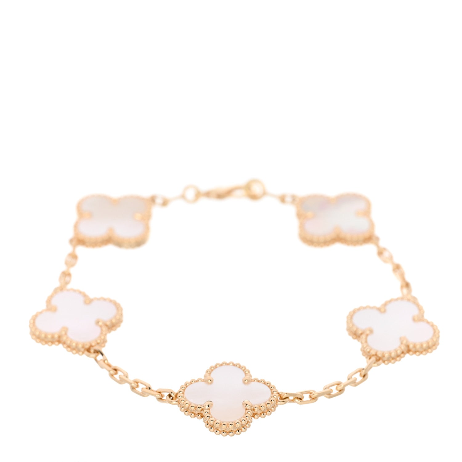 Van Cleef & Arpels 18K Yellow Gold Mother of Pearl 5 Motifs Vintage Alhambra Bracelet 1 of 5