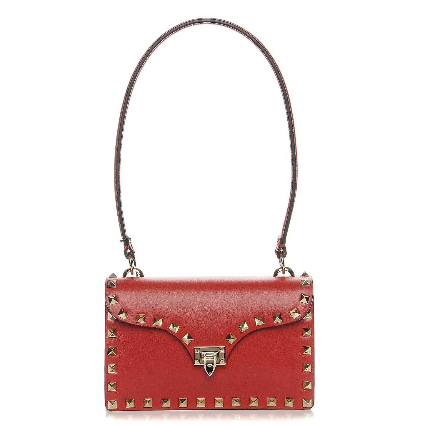 Calfskin Rockstud Mini Shoulder Bag Red