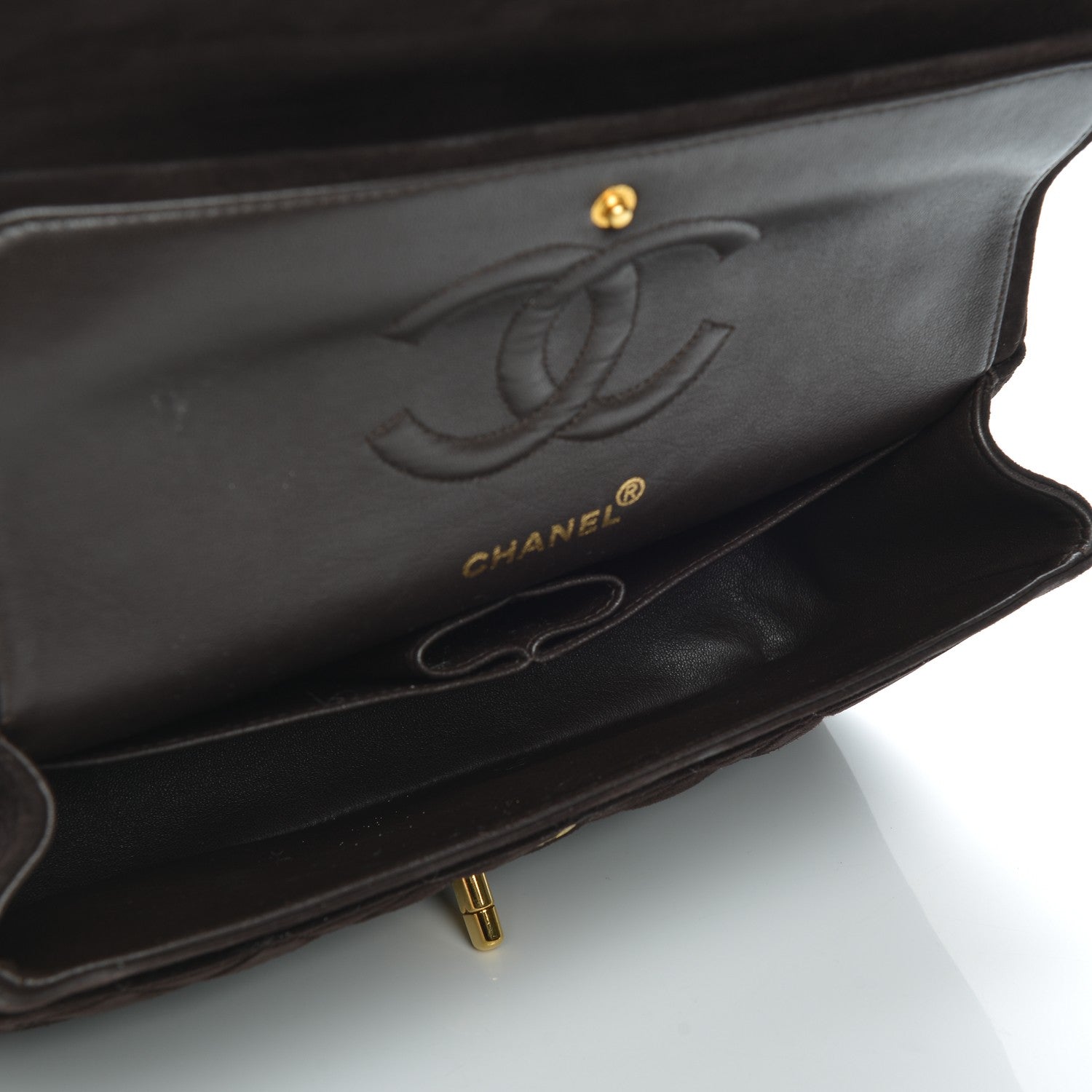 Chanel Suede Quilted Medium Double Flap Bag Brown 5 of 8