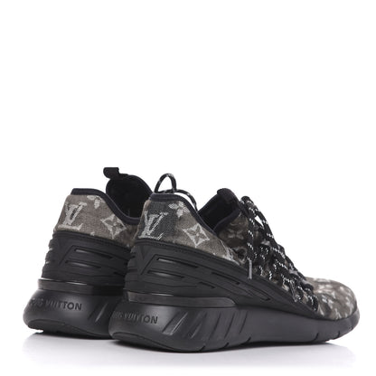 Louis Vuitton Denim Rubber Monogram Tie Dye Mens Fastlane Low Sneakers 9 Black 4 of 7