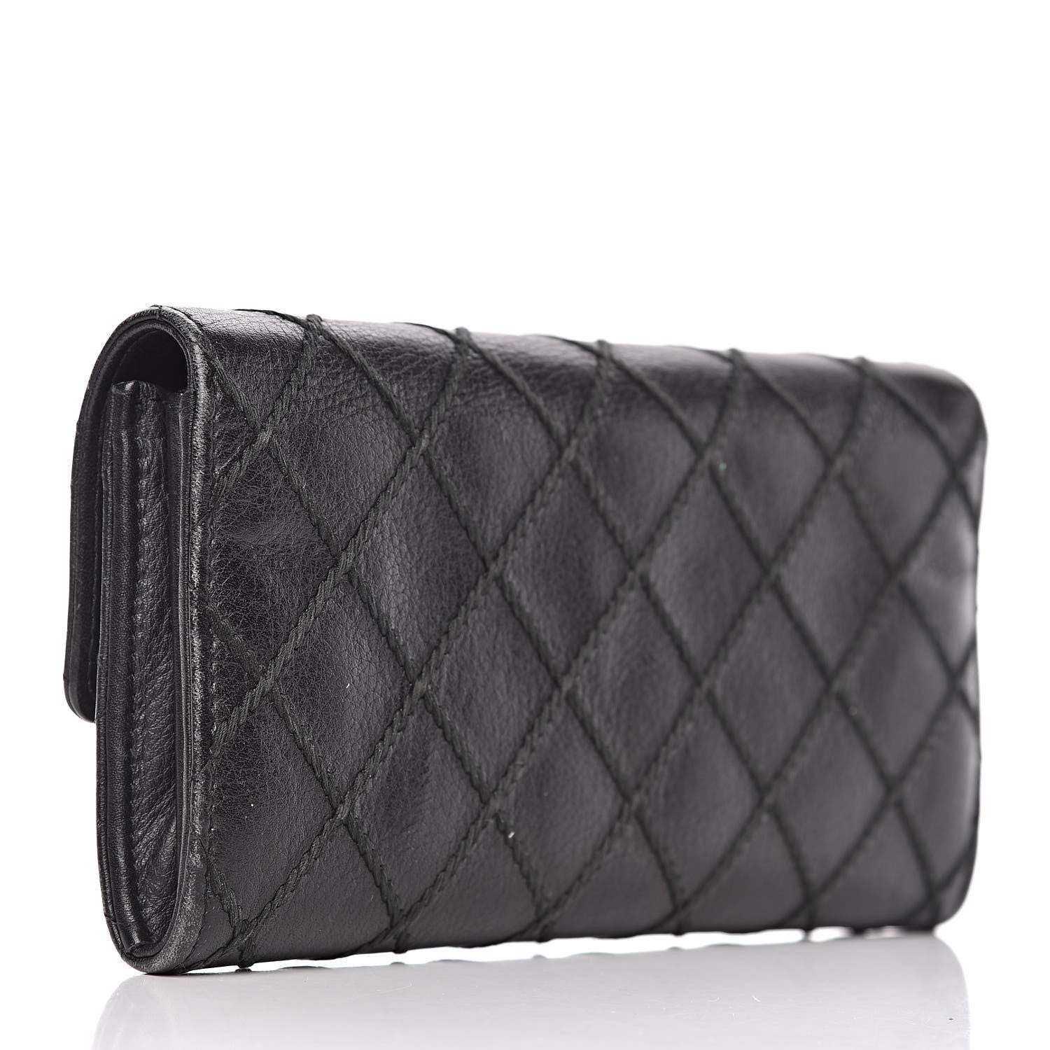 Chanel Calfskin Stitched Fancy CC Long Double Wallet Back 3 of 16